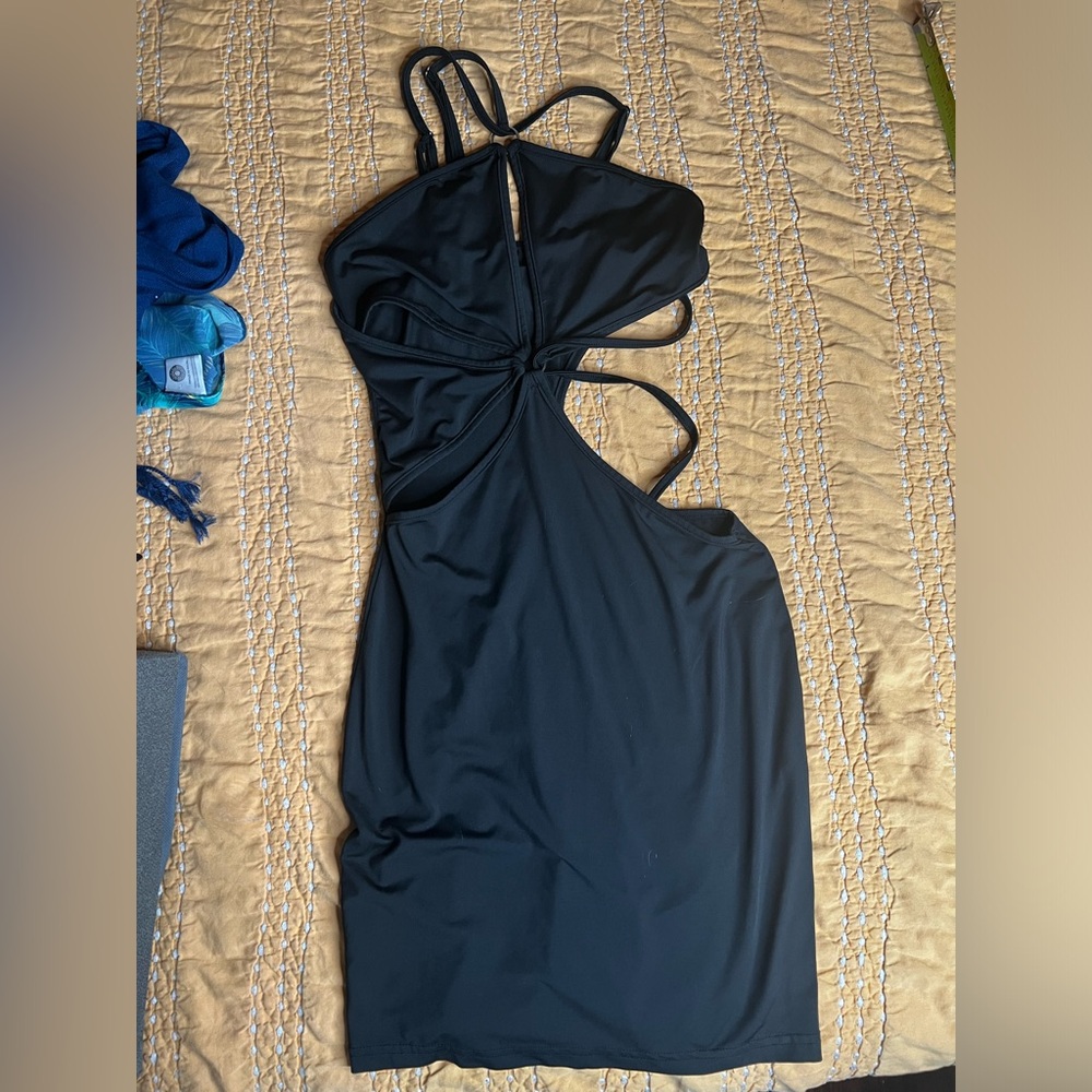 XS black tight cut out mini dress
